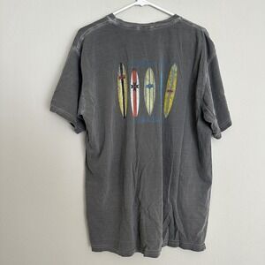 Vtg Cabo Blue Santa Barbara  Surfboards Grey Distressed Shirt Large Surfer